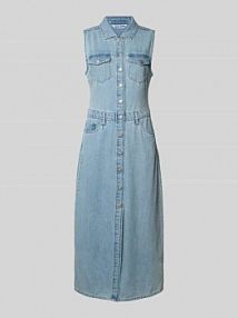 Sukienka jeansowa z wykładanym kołnierzem DKNY niebieska EAN DJ5D9058