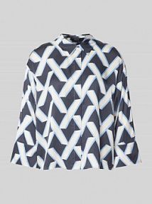 Bluzka koszulowa z krytą listwą guzikową model Zitano someday granatowa damska EAN 10362412840320