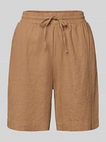 Bermudy lniane o kroju relaxed fit z tunelem model Lava FREE/QUENT brązowe damskie EAN 204168