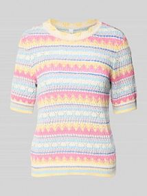 Bluzka z dzianiny z okrągłym dekoltem model MULTA YAS różowa damska EAN 26033489