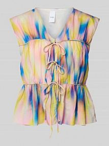 Top bluzkowy o kroju relaxed fit z wiązaniem model VIRANO YAS różowy damski EAN 26037515