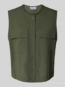 Top bluzkowy o kroju regular fit ze kieszeniami z patką na piersi JAKE*S STUDIO WOMAN oliwkowy damski EAN 74968300395