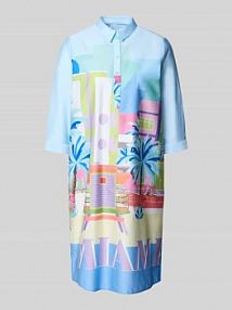 Sukienka koszulowa o długości do kolan z czystej bawełny milano italy niebieska EAN 52-2362-5046