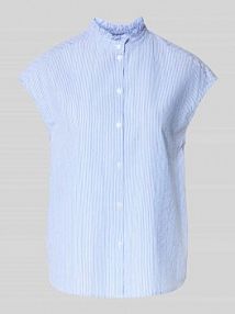 Top bluzkowy ze stójką i krótkim rękawem milano italy niebieski damski EAN 52-2355-7061