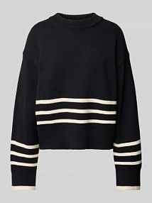 Sweter z dzianiny z prążkowanymi wykończeniami model LANYU ECOALF czarny damski EAN MCWGAKNLANYU0667S25