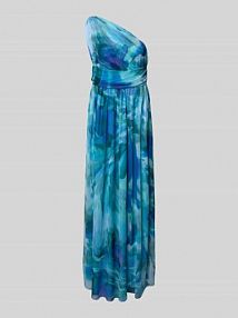 Sukienka wieczorowa na jedno ramię z tasiemką w talii Swing niebieska EAN 5AI18900