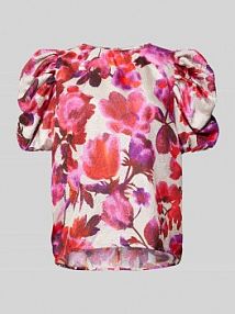 Bluzka o kroju regular fit z bufiastymi rękawami model Henrietta Essentiel Antwerp czerwona damska EAN Henrietta