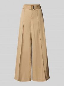 Spodnie materiałowe z paskiem i wpuszczanymi kieszeniami model Carletta MAC beżowe damskie EAN 400308400