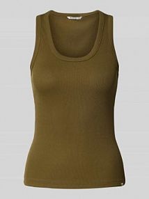 Top o kroju slim fit z mieszanki bawełny Tom Tailor Denim oliwkowy damski EAN 1046545