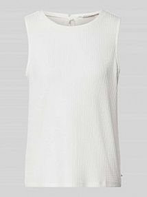 Top o luźnym kroju z fakturą wafla Tom Tailor Denim biały damski EAN 1047091