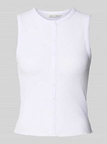Top o kroju slim fit z zaznaczoną listwą guzikową Tom Tailor Denim biały damski EAN 1046617