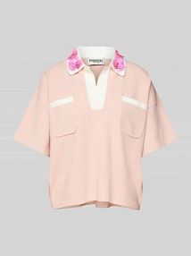 Bluzka z dzianiny z wykładanym kołnierzem model Hoiseau Essentiel Antwerp różowa damska EAN Hoiseau