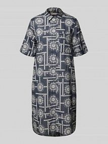 Sukienka koszulowa o kroju relaxed fit z bawełnianego woalu Marc O'Polo niebieska EAN 516080921241