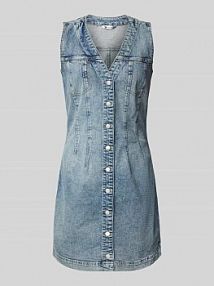 Sukienka jeansowa o kroju podkreślającym figurę z mieszanki bawełny Tommy Jeans niebieska EAN DW0DW20520