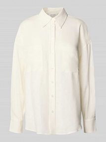 Bluzka lniana o kroju slim fit z kołnierzykiem koszulowym model SHIRIN GUIDO MARIA KRETSCHMER WOMAN biała damska EAN GMK4562001