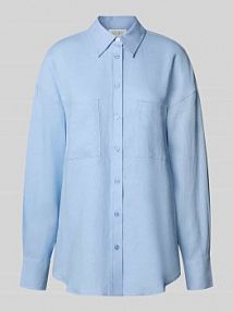 Bluzka lniana o kroju regular fit z kieszeniami na piersi model SHIRIN GUIDO MARIA KRETSCHMER WOMAN niebieska damska EAN GMK4562003