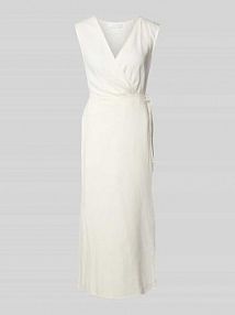 Sukienka kopertowa z mieszanki lnu z dekoltem w serek model GINA GUIDO MARIA KRETSCHMER WOMAN biała EAN GMK4559001