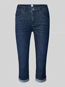 Jeansy capri z obszyciem ozdobnymi kamieniami model SHAKIRA BRAX niebieskie damskie EAN 76-7928 09966920