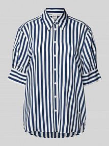 Bluza koszulowa o kroju relaxed fit z mieszanki wiskozy z rękawem o dł. 1/2 model Vic BRAX granatowa damska EAN 47-8758 94125200