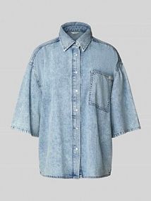 Bluzka jeansowa o kroju oversized z dodatkiem lyocellu i rękawem o dł. 1/2 model Ella mustang niebieska damska EAN 1016568