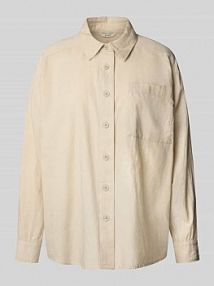 Bluzka koszulowa o kroju oversized z dodatkiem lnu model Willow mustang beżowa damska EAN 1016575