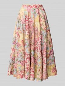 Spódnica midi z haftem angielskim ADLYSH żółta EAN 75251-0150