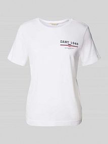 T-shirt o kroju regular fit z czystej bawełny z nadrukiem z logo Gant biały damski EAN 4201554