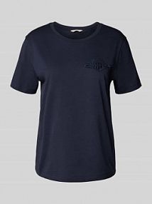 T-shirt o kroju regular fit z czystej bawełny z naszywką z logo Gant granatowy damski EAN 4202589