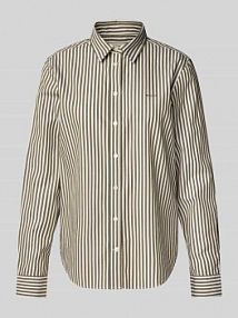 Bluzka koszulowa o kroju regular fit z czystej bawełny z wyhaftowanym logo Gant zielona damska EAN 4300214