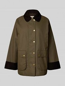 Kurtka woskowana o kroju wide fit z mieszanki bawełny z kieszeniami z patką model Barn Gant zielona damska EAN 4700382