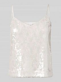 Top krótki na ramiączkach z cekinami model SEQUINA YAS biały damski EAN 26038720