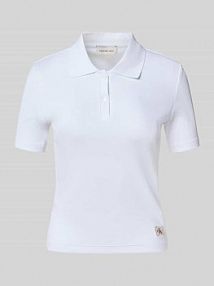Koszulka polo o kroju slim fit z detalem z logo Calvin Klein Jeans biała damska EAN LV047C907G