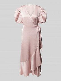 Sukienka długa z bufiastymi rękawami model Sinda A-view różowa EAN AV4922