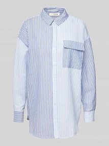 Bluzka koszulowa o kroju regular fit z fakturowanym wzorem model Mila A-view niebieska damska EAN AV4868