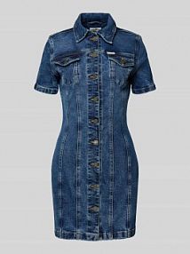 Sukienka jeansowa z wykładanym kołnierzem Guess Jeans niebieska EAN W5YK55D5R11