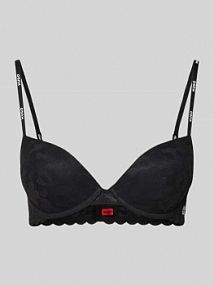 Biustonosz push up z wzorzystą koronką HUGO czarny EAN 50545724/00
