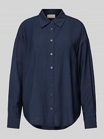 Bluzka koszulowa z listwą guzikową model ELODIE FREE/QUENT granatowa damska EAN 205445