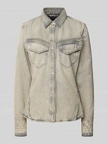 Koszula jeansowa o kroju slim fit z mieszanki bawełny i lyocellu Boss Orange szara EAN 50542447/00