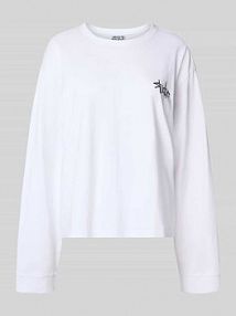 Bluzka z długim rękawem, efektem prążkowania i okrągłym dekoltem JAKE*S STUDIO WOMAN biała damska EAN 74969300416