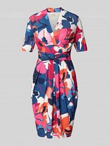 Sukienka koktajlowa o długości do kolan w stylu kopertowym Vera Mont niebieska EAN 70684241