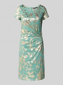 Sukienka koktajlowa o długości do kolan z bocznym marszczeniem Vera Mont turkusowa EAN 50704170