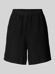 Szorty lniane o kroju regular fit z elastycznym pasem model Emmie MOS MOSH czarne damskie EAN 168480