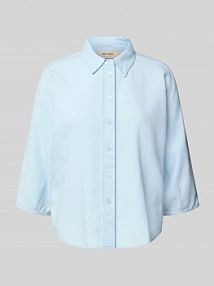 Bluzka o kroju regular fit z dodatkiem lnu model ANGELINA MOS MOSH niebieska damska EAN 171700