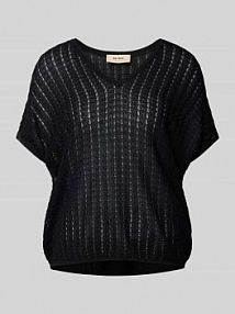 Sweter z dzianiny z dekoltem w serek model Shani Plain MOS MOSH czarny damski EAN 170740