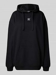 Bluza o kroju relaxed fit z kapturem, wyhaftowanym logo i kieszenią kangurką adidas Originals czarna damska EAN IY9615