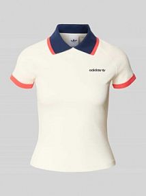 Koszulka polo o kroju slim fit z wyhaftowanym logo adidas Originals biała damska EAN JY3515