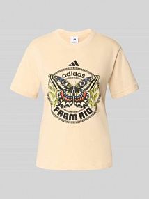 T-shirt z nadrukiem z motywem i okrągłym dekoltem adidas Sportswear beżowy damski EAN JL8614