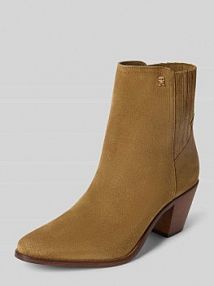 Sztyblety z naturalnej skóry welurowej Tommy Hilfiger brązowe damskie EAN FW0FW08888