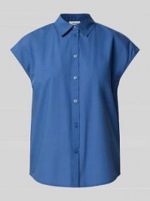 Bluzka koszulowa o kroju relaxed fit z czystej bawełny s.Oliver RED LABEL niebieska damska EAN 2168977