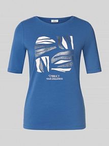 T-shirt o kroju regular fit z mieszanki bawełny s.Oliver RED LABEL niebieski damski EAN 2167279